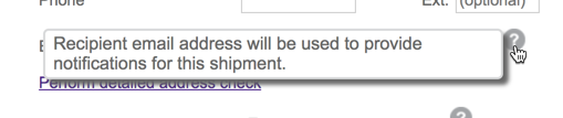 Screenshot from the FedEx website where a tooltip contains content explaining why a field was listed.