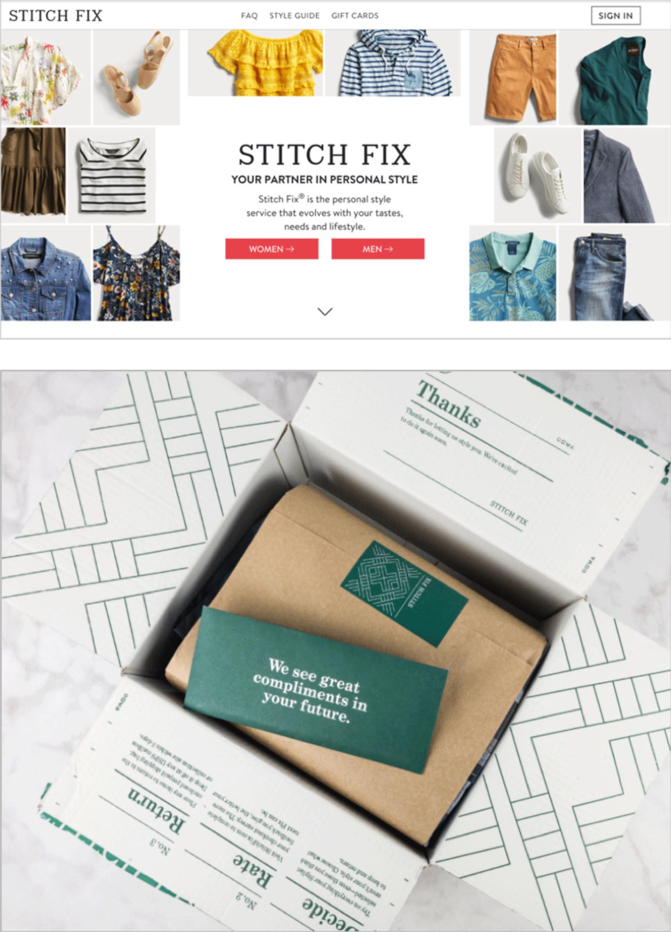 Stitch Fix User Experience Elements