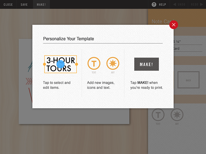 Proposed redesign of Makr iPad app workspace intro screen