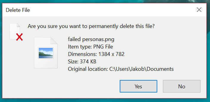 Windows 10 delete-file (one file)