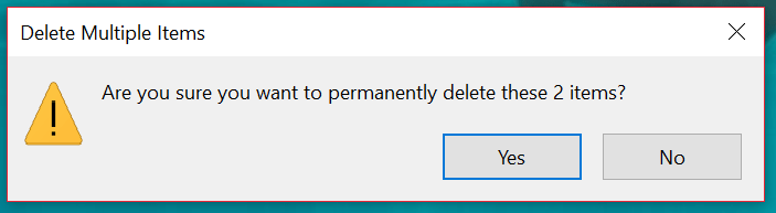 Windows 10: delete files (2 files)